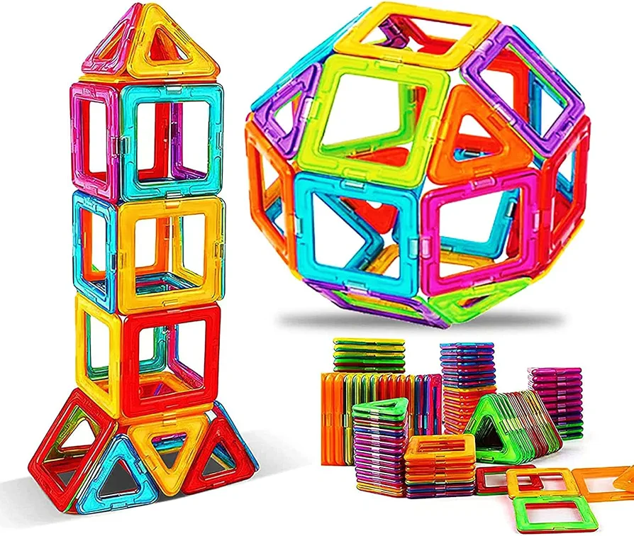 Magnetic Blocks Tough Building Tiles STEM Toys for 3+ Year Old Boys and Girls Learning by Playing Games for Toddlers Kids Toys Compatible with Major Brands Building Blocks (D-14)