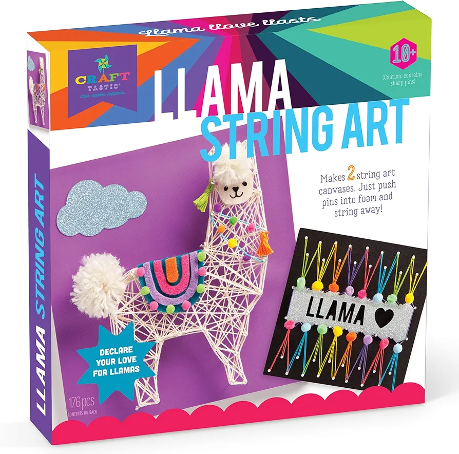 Craft-tastic – String Art Kit – Craft Kit Makes 2 Large String Art Canvases – Llama Edition