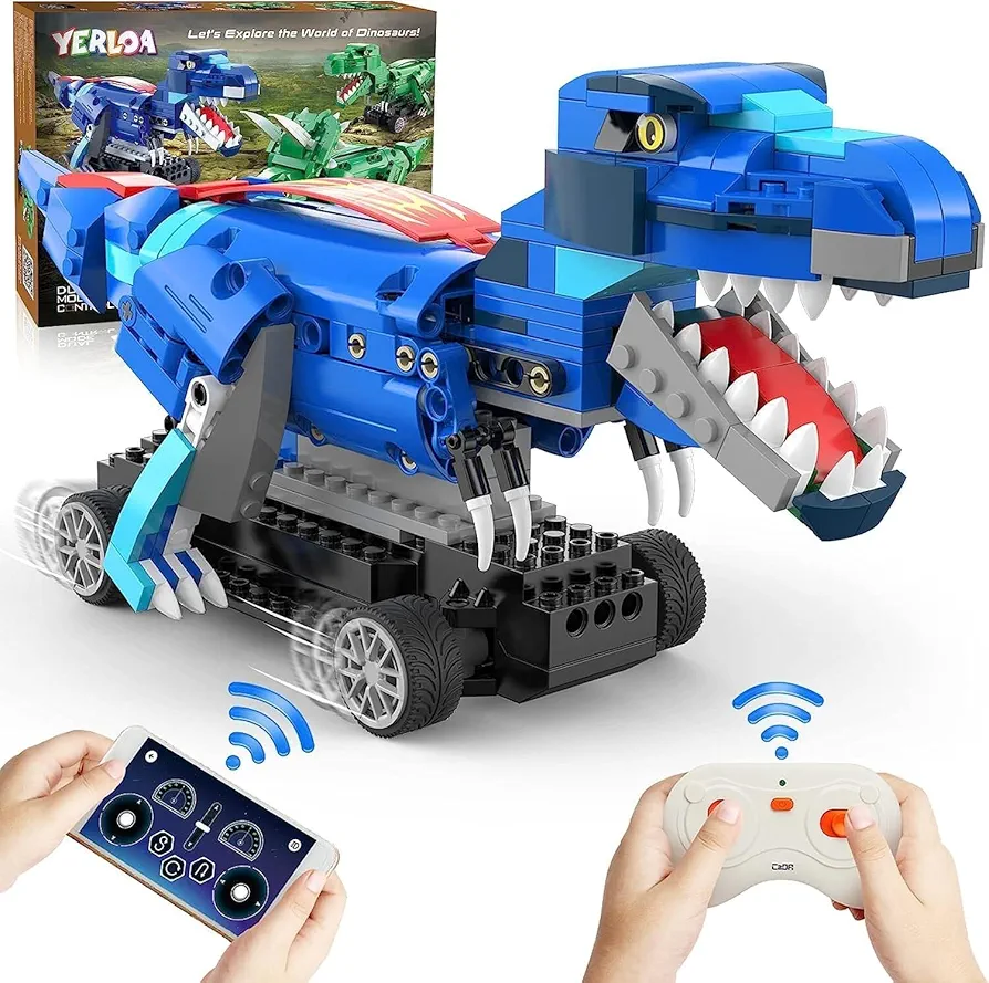 Yerloa Dinosaur Toys for Kids 8-12 Jurassic Building Kits for Boys 6 7 8 9 10 11 12 + Year Old 343 Pcs Remote Control STEM Projects Building Toys Blocks Sets Educational Birthday Gift for Kid 5-7 8-12