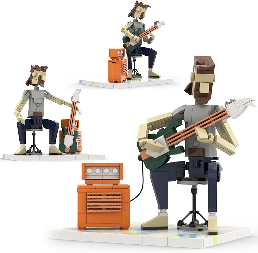 Art Music Guitar Bricks Set - an Action Figure Building Sets for Adults - A Guitarist Playing a Folk Song, 323pcs Compatible for Lego Bricks, Great Gifts for Guitar Music Set Fans Age 12+