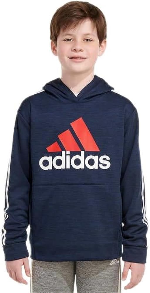 adidas Hoodie Fleece Lined Pullover with Functional Front Pouch Pocket (Blue, M)