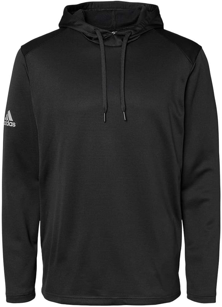 adidas Mens Textured Mixed Media Hooded Sweatshirt, M, Black