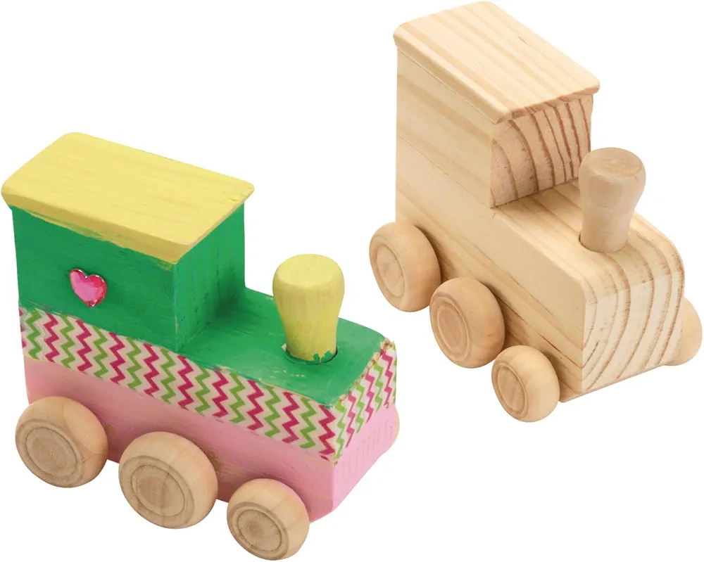 Colorations® Decorate Your Own Wooden Trains, Set of 12, Craft for Kids & Fun Home Activities, Create Unique & Personal Designs, Fun Kids Craft Project, Craft Project for Boys & Girls, Craft & Enjoy!