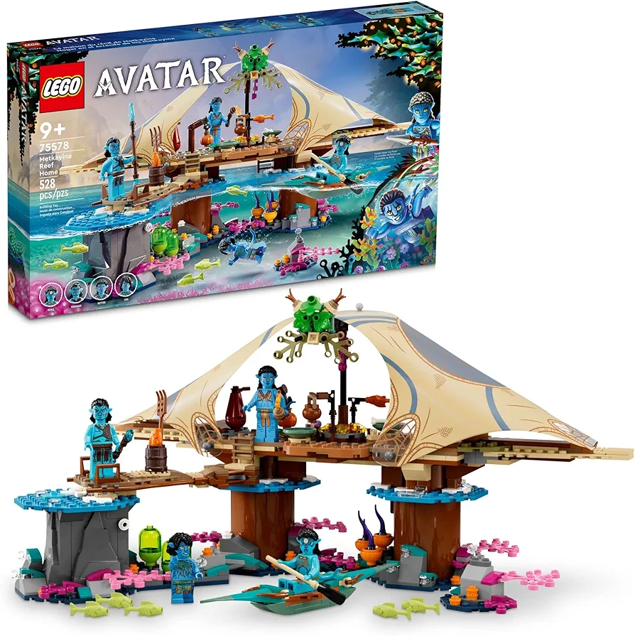 LEGO Avatar: The Way of Water Metkayina Reef Home 75578, Building Toy Set with Village, Canoe, Pandora Scenes, Neytiri and Tonowari Minifigures, Movie Set