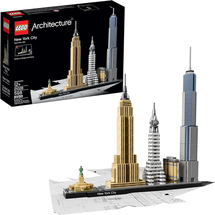 LEGO Architecture New York City 21028, Build It Yourself New York Skyline Model Kit for Adults and Kids (598 Pieces),Multicolor