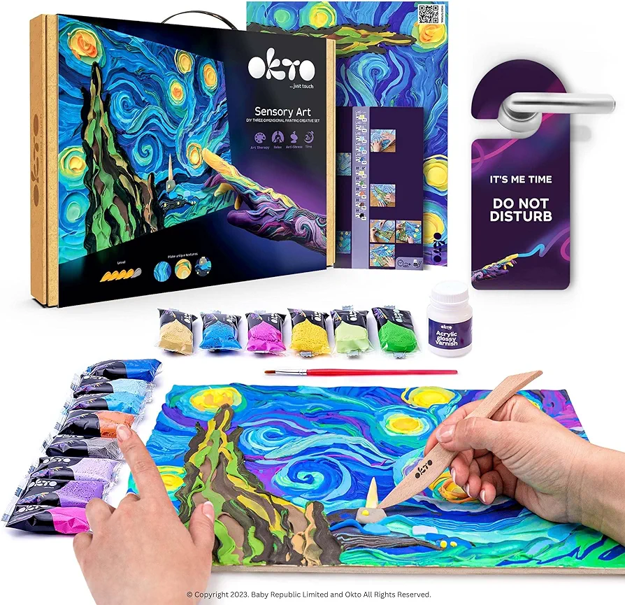 Art Kit Vincent Van Gogh Starry Night | Arts & Crafts DIY Painting with Modeling Clay Kit for Painting | Painting Kits for Adults for Home Decoration | Air Dry Clay for Adults| Arts and Crafts