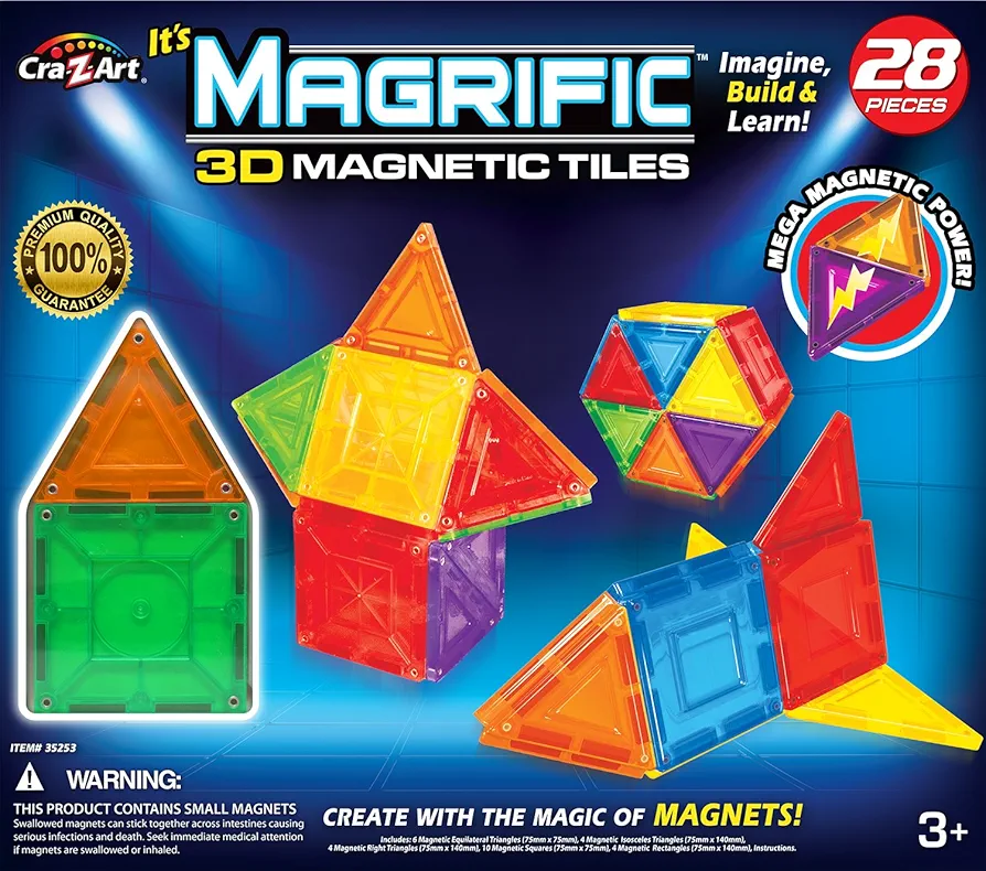 Cra-Z-Art Magrific 3D Magnetic Tiles - Magnetic Toy Set (28-Piece)