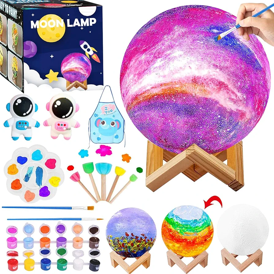 Paint Your Own Moon Lamp Kit, Arts and Crafts for Kids Ages 8-12, Crafts DIY 3D Moon Lamp Galaxy Light,Art Supplies Crafts for Girls Age 4 6 7 8 9 10 11 12,Birthday Gifts for Girls and Boys