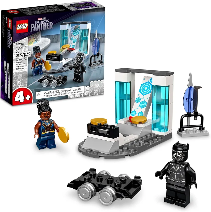 LEGO Marvel Shuri's Lab, 76212 Black Panther Construction Learning Toy with Minifigures, Toys for Kids, Girls and Boys Age 4, Avengers Super Heroes Gifts