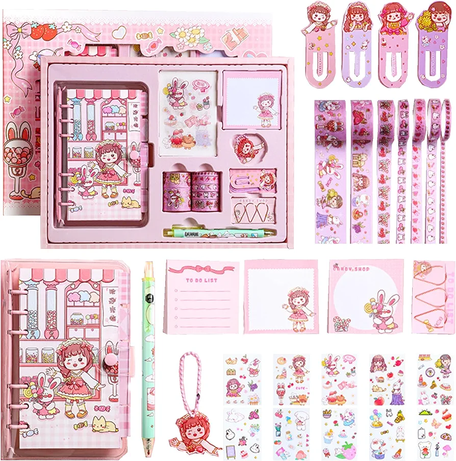 DIY Journal Kit for Girls - Scrapbook & Diary Supplies Set,Art & Crafts for Tween Kid,Journaling Art Crafts Kit DIY Journal Set,Great Gift for 8-14 Year Old Girl.