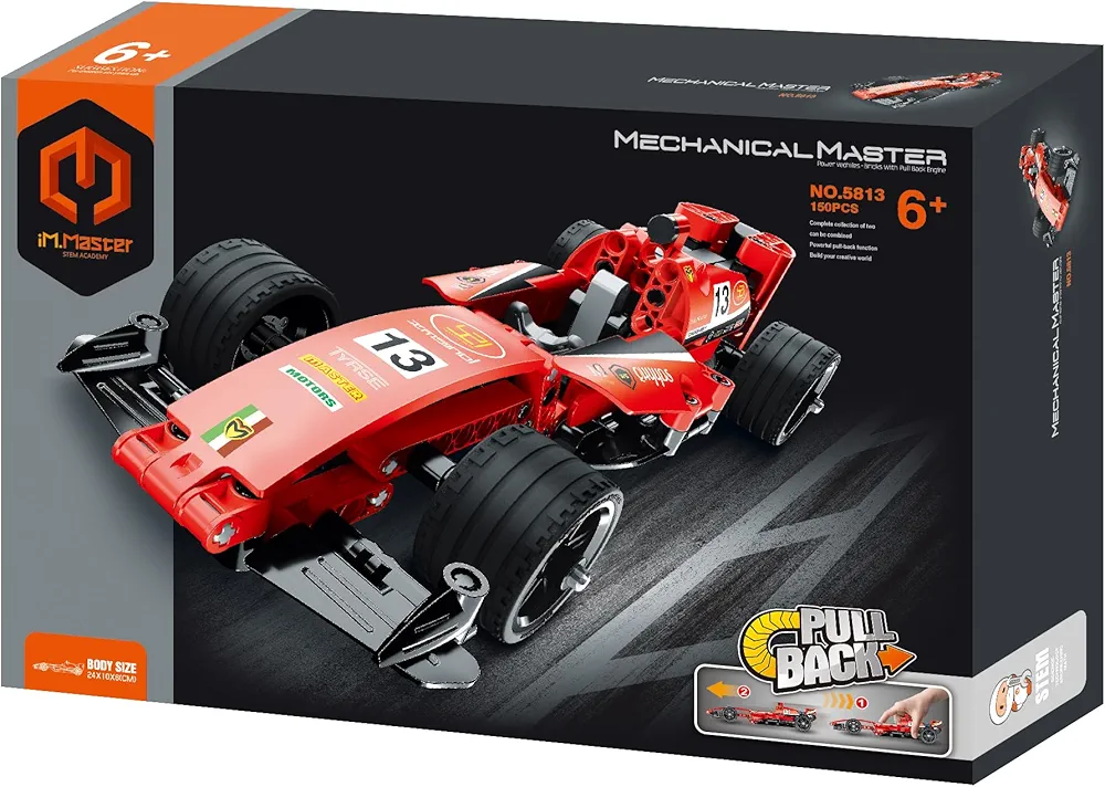 STEM Car Toy Building Toy Gift for Age 6+, Pull-Back Racing Car Building Block Take Apart Toy, 183 Pcs DIY Building Kit, Learning Engineering Construction Toys