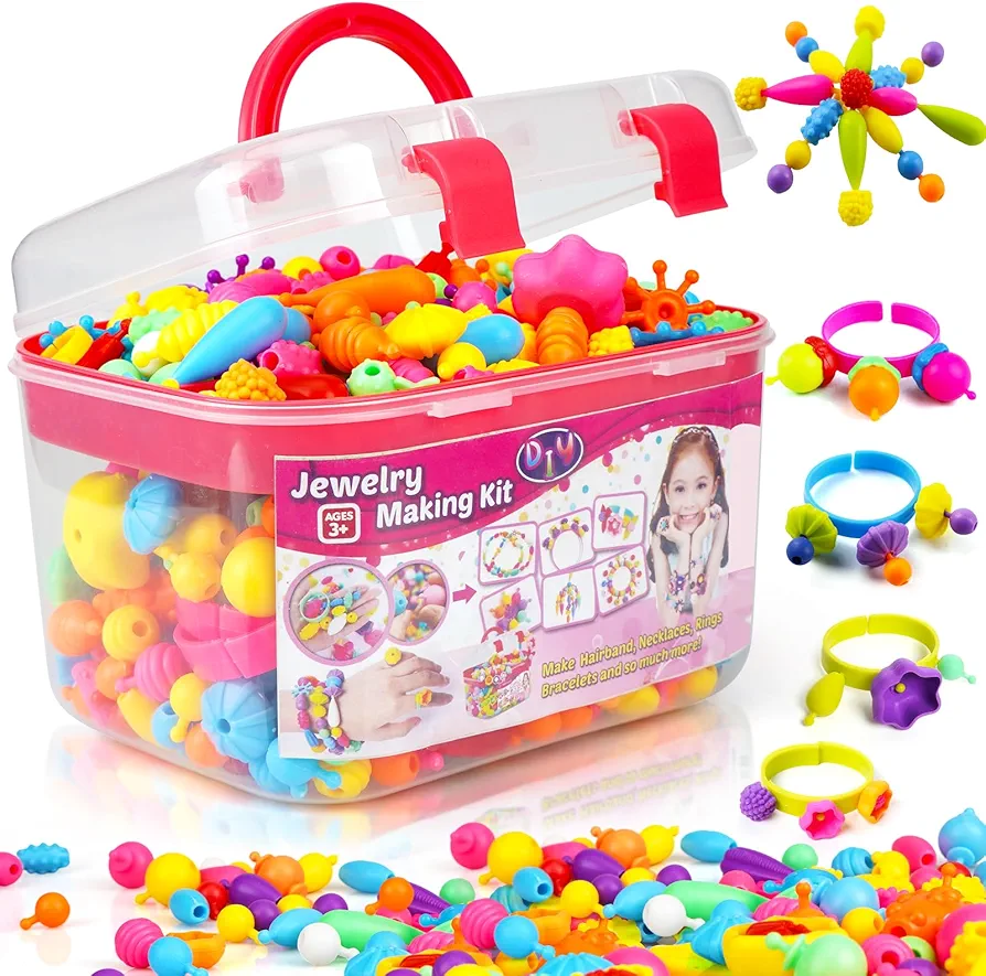 FUNZBO Top Craft Kits - 520+ Pop Beads with Art Supplies