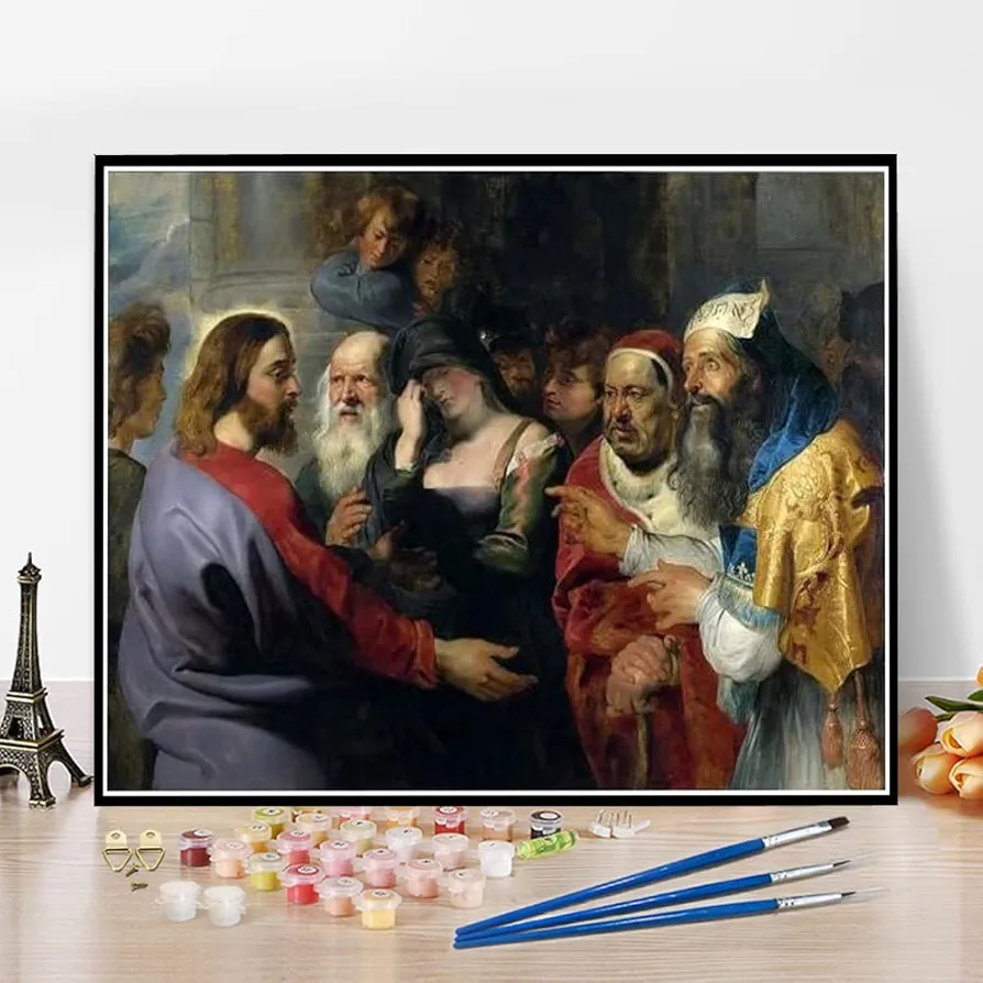 Number Painting for Adults Christ and The Adulteress Painting by Peter Paul Rubens Arts Craft for Home Wall Decor