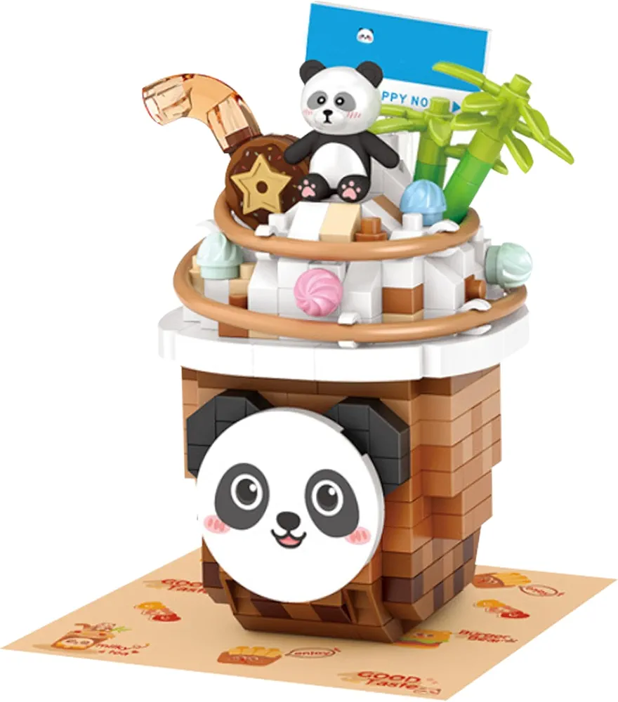 Mini Building Blocks Animals Mini Building Blocks include 380pcs Snow Top Milk Tea Panda Toy Plastic Cute Building Block Sets for Adults Kids DIY Micro Building Blocks Sets for Gift