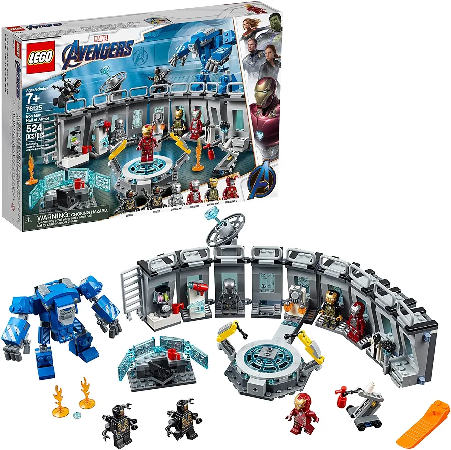 LEGO Marvel Avengers Iron Man Hall of Armor 76125 Building Kit, Tony Stark Iron Man Suit Action Figures (524 Pieces)