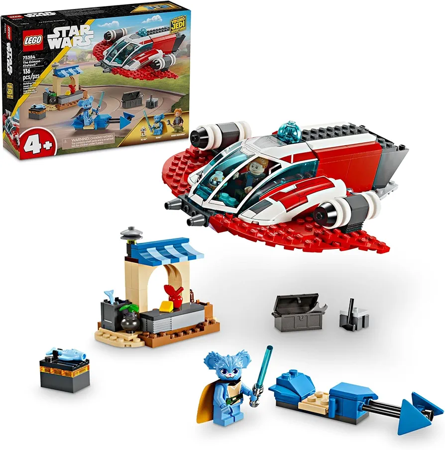 LEGO Star Wars: Young Jedi Adventures The Crimson Firehawk, Kids’ Starter Set, Buildable Toy Starship, Speeder Bike Vehicle, 3 Characters, Gift Idea for Boys and Girls Aged 4 and Up, 75384