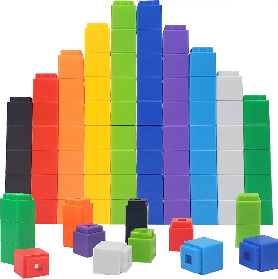 Math Manipulatives Counting Cubes, Educational Number Blocks, Classroom Toys Kindergarten Learning Materials Homeschool Supplies,Set of 100 Math Cubes for Kids Ages 3+