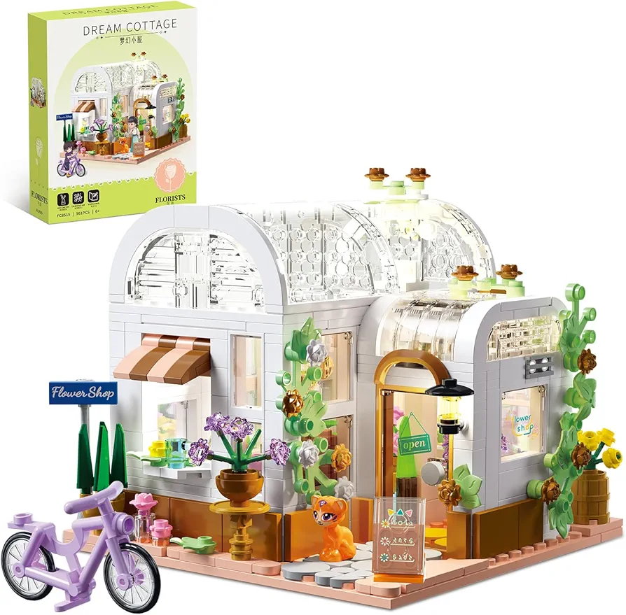 Flower House Building Block Set, Creative Toy Building Project for Ages 6+, Build and Display a Detailed Flower House Scene, A Present for Kids and Teens Who Love Flowers and Plants(561 PCS)