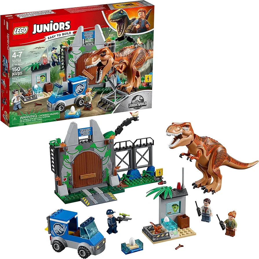 LEGO Juniors/4+ Jurassic World T. rex Breakout 10758 Building Kit (150 Pieces)