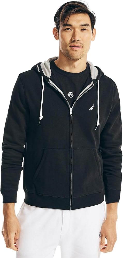 Nautica Men's Full-Zip Fleece Hoodie, Black, XXL