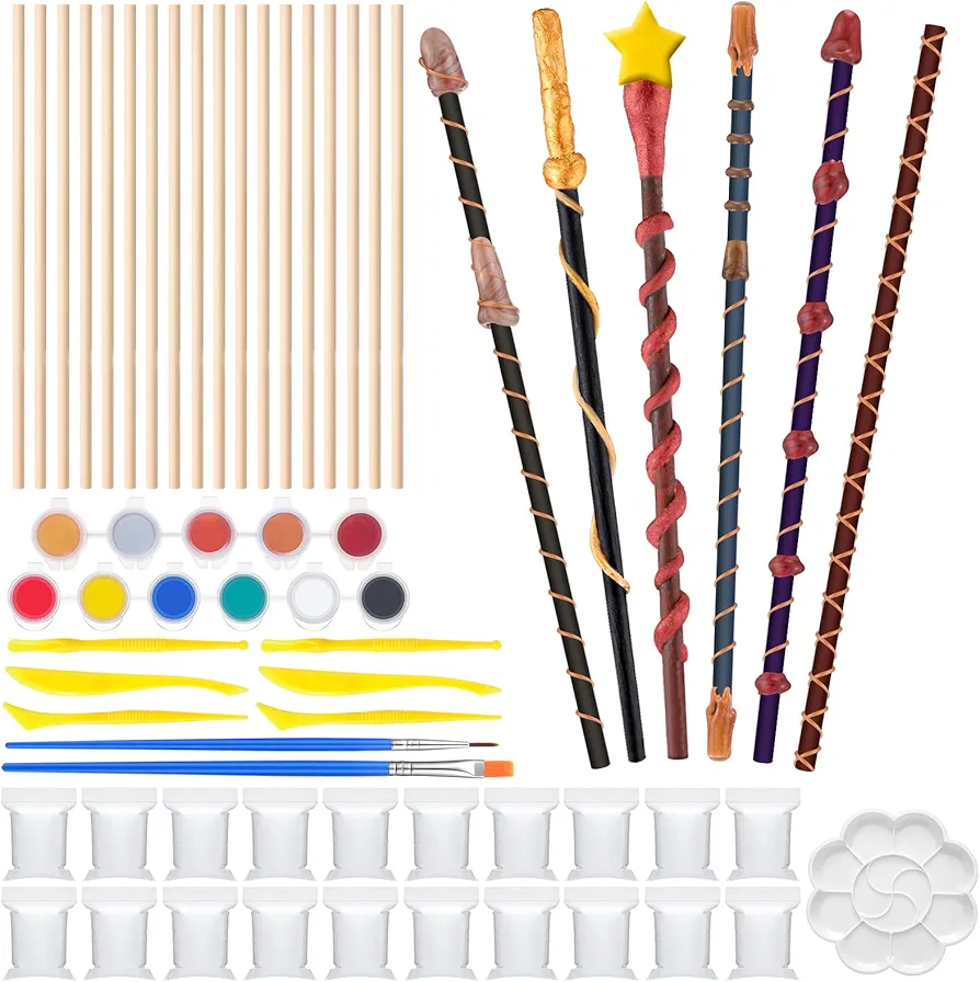 47 Pcs Wizard Wand Making Kit DIY Craft Set Make Your Own Wizard Wands for School Student Activities Kids Birthday Party Gift Wizard Theme Party Cosplay