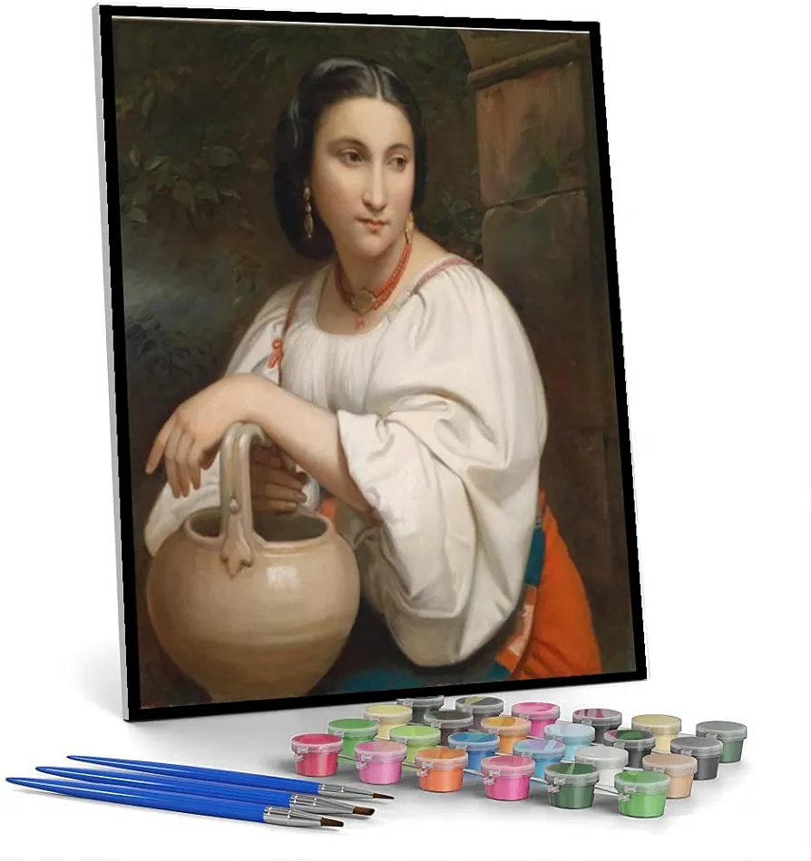 DIY Oil Painting Kit,Portrait of A Young Roman Woman Painting by William-Adolphe Bouguereau Arts Craft for Home Wall Decor