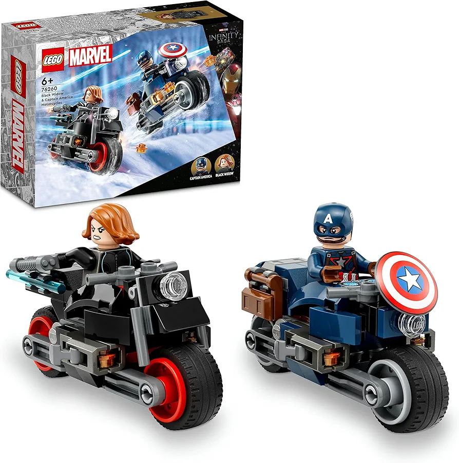 LEGO Marvel 76260 Black Widow and Captain America Motorcycles Avengers Age of Ultron Toy