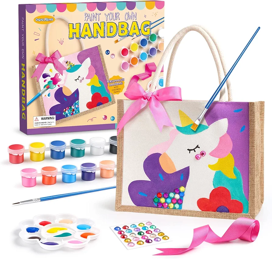 Drama Planet Painting Kit, Paint Your Own Handbag, Arts and Crafts for Girls, Art Activities & DIY Personalized Handbag, Great Gifts for Girls Ages 6 and Up