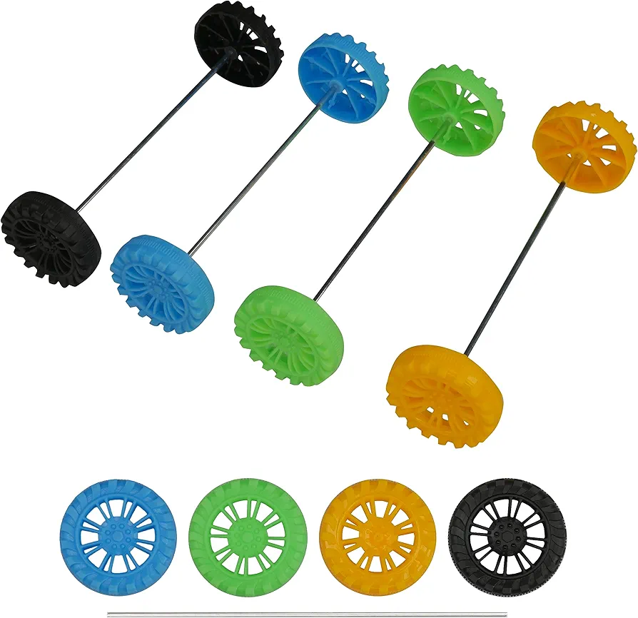 Plastic Toy Wheels and Steel Axles for DIY STEM Projects