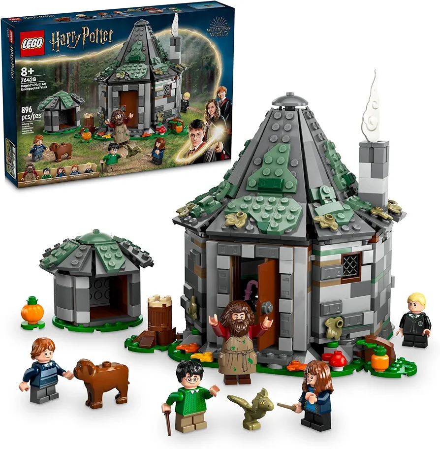 LEGO Harry Potter Hagrid’s Hut: An Unexpected Visit, Harry Potter Toy with 7 Characters and a Dragon for Magical Role Play, Buildable House Toy, Gift Idea for Girls, Boys and Kids Ages 8 and Up, 76428