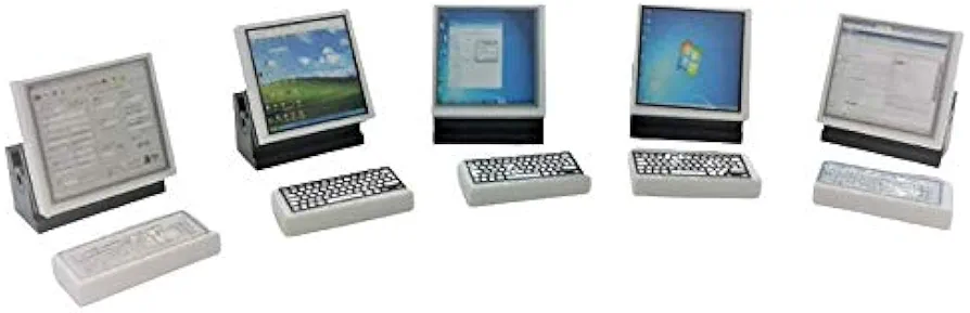 Building Toys Custom Bricks Computers Office Setup Businessman. Set of 5. 2x2 Tiles & Keyboards