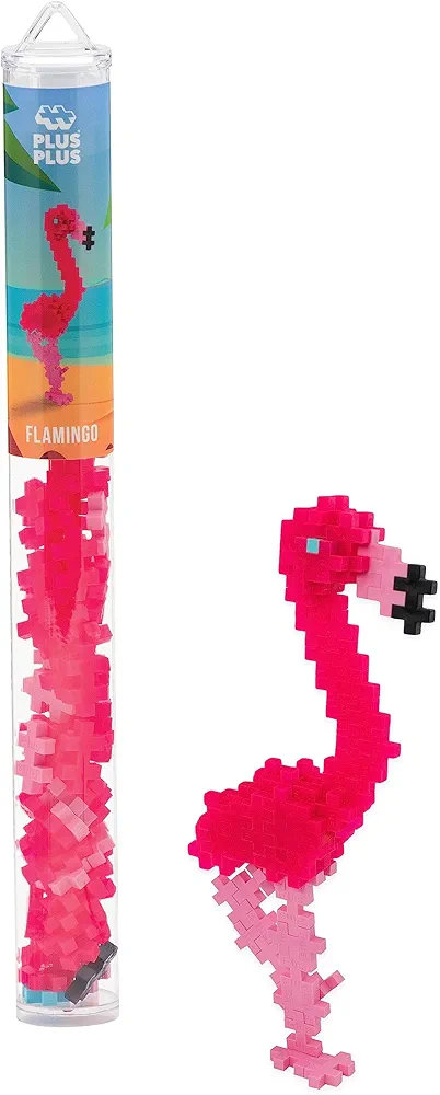 PLUS PLUS - Flamingo - 70 Piece, Construction Building Steam/Steam Toy, Interlocking Mini Puzzle Blocks for Kids, Mini Maker Tube