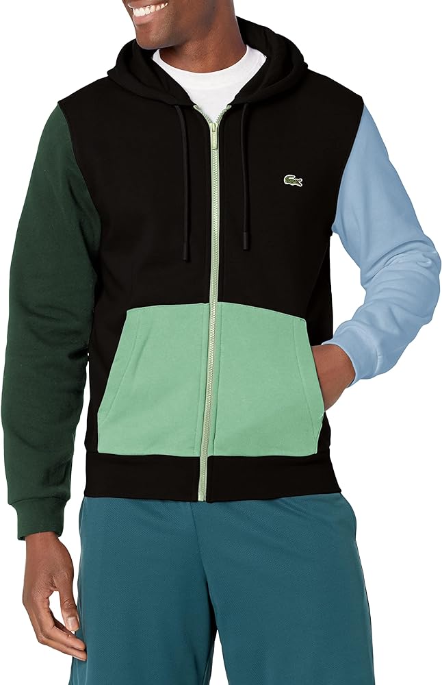 Lacoste Mens Classic Fit Colorblock Zip Up Hoodie