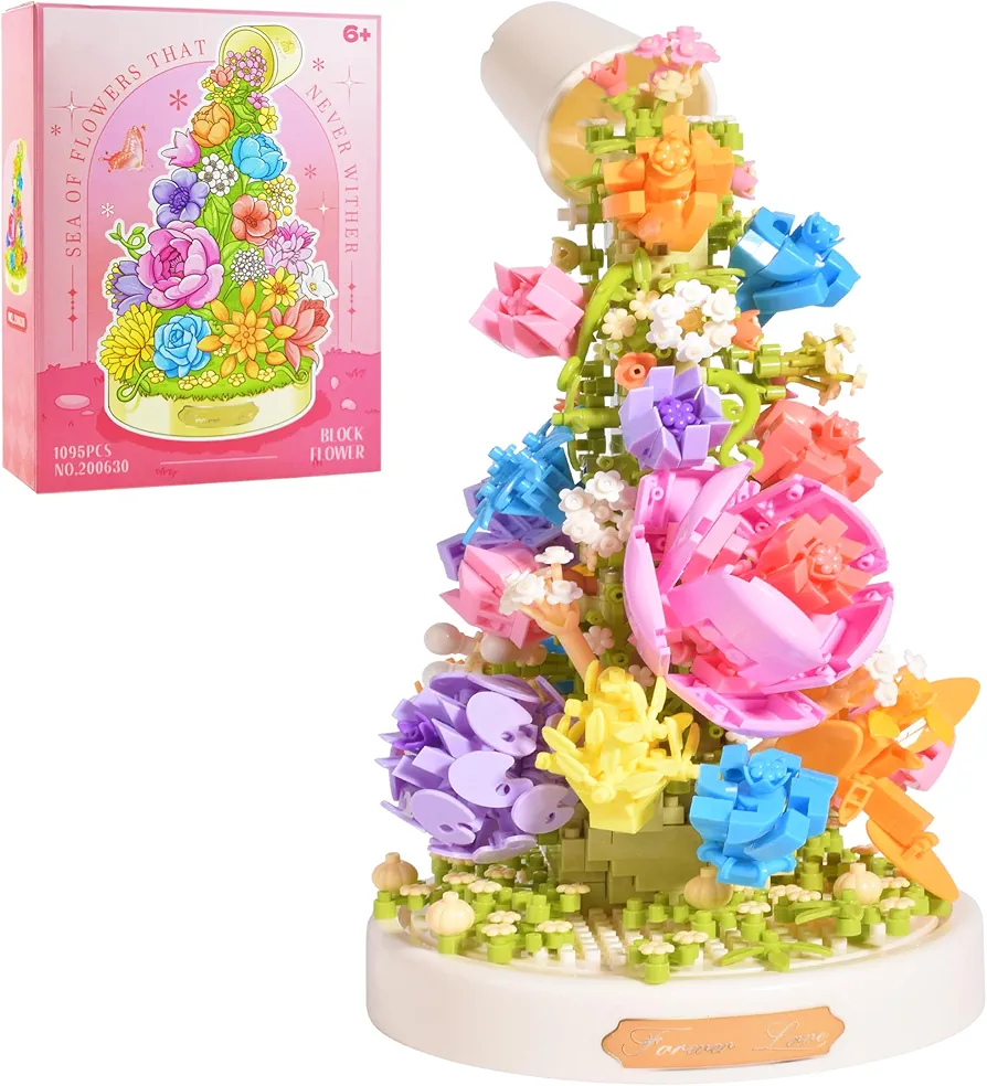 Sea of Flowers That Never Wither Building Block Set Micro Blocks Building Toys Building Blocks Adults Sets for Adult is Suitable As A Gift for Children, Family, Lovers, Friends