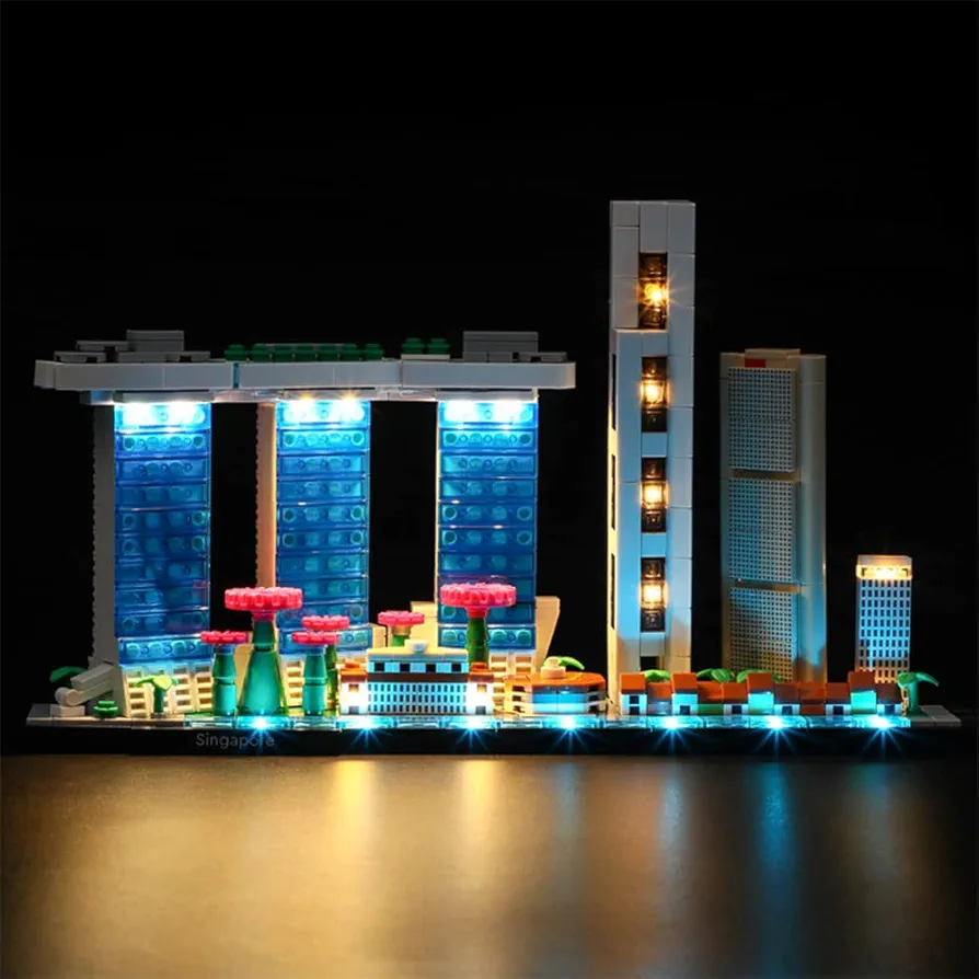 LED Light Kit Compatible with Lego Singapore - Lighting Set for Architecture 21057 Building Model (Model Set Not Included)