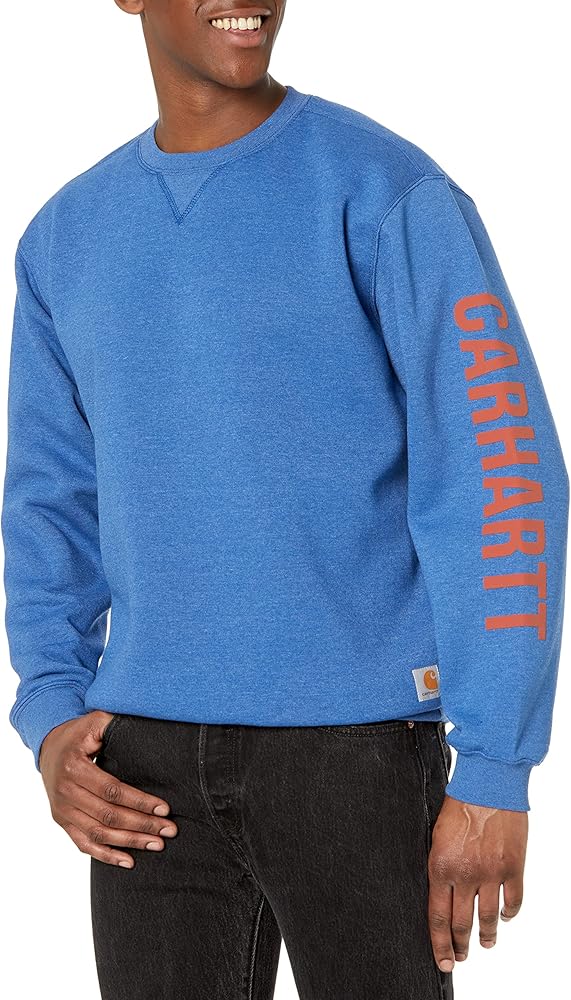 Carhartt Men's Loose Fit Midweight Crewneck Logo Sleeve Graphic Sweatshirt