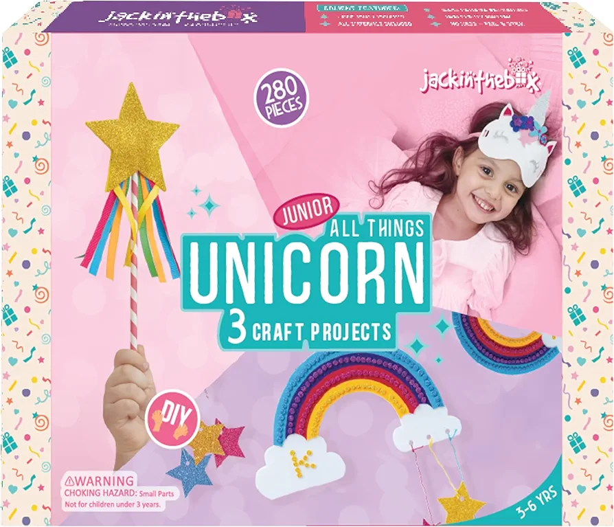 jackinthebox Unicorn Craft kit for 3 to 5 Year olds | 3 Craft Projects | Great Gift for Girls Ages 3,4,5 Years