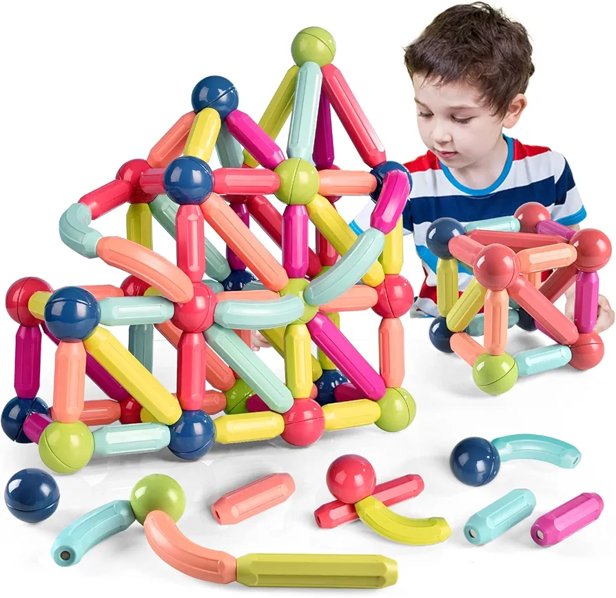 Magnetic Balls and Rods Set, Magnetic Building Set, Magnetic Balls and Sticks - Featuring Safe, Extra-Strong, Montessori Toys STEM Stacking Toys for Boys & Girls 3+ (42 PCS)