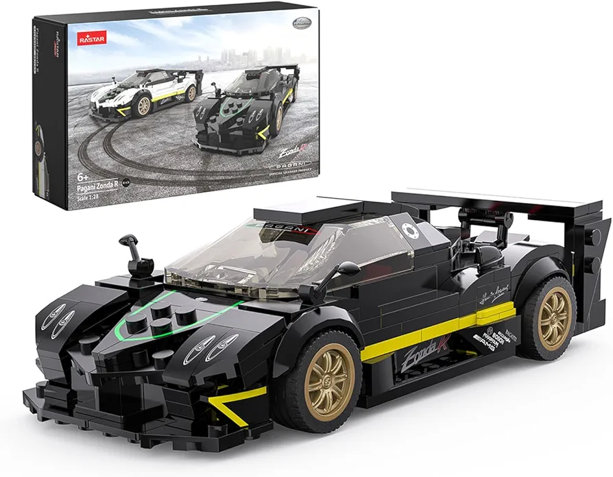 RASTAR 1:28 Pagani Zonda R Toy Car Model Building Kit, Collectible Sports Car Set with 387pcs, Removeable Roof, Birthday Gift for Kids Ages 6+