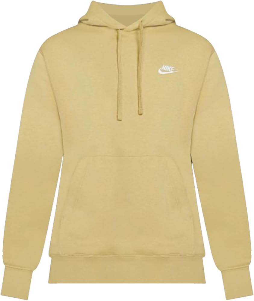 Nike Men's Pull Over Hoodie (US, Alpha, Medium, Regular, Regular, Buff Gold/White)