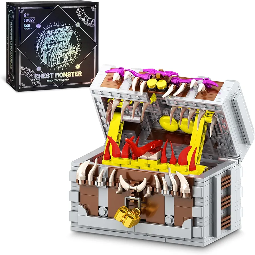 Ideas Dragons Board Game Monster Treasure Chest Building Set, Compatible with Lego, Dungeons Mimic Dice Storage Box Model Collection, DND Gift Toy for Adults Boys Girls Age 6+ (560 PCS)