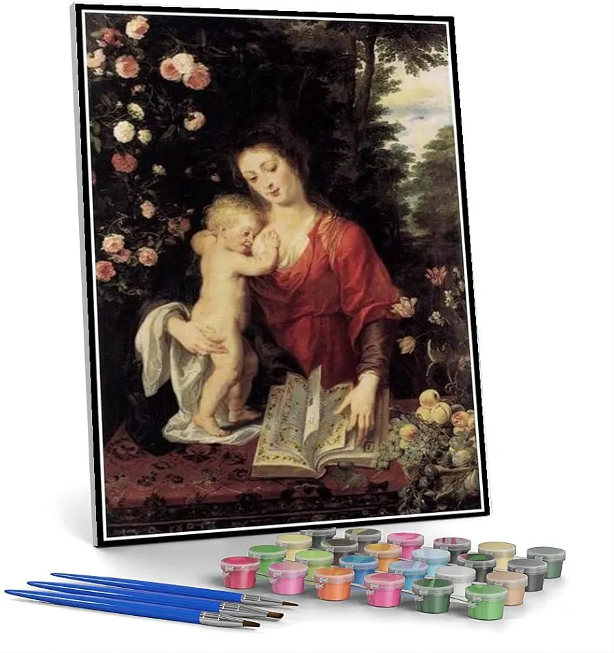 DIY Painting Kits for Adults Virgin and Child Adored by Angels Painting by Peter Paul Rubens Arts Craft for Home Wall Decor