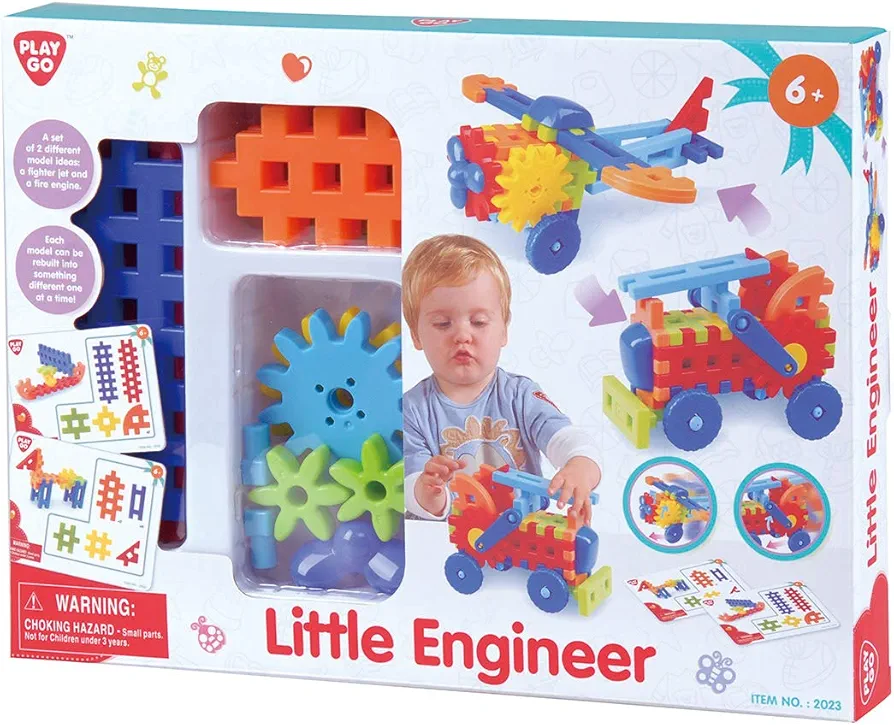 PLAY Educational Construction Engineering Learning Set | Creative Games & Fun Activity | Building Block Set Kid Toy | 2 Different Models - Puzzles STEM Toys - Fighter Jet & Fire Engine - 1.43 Pounds