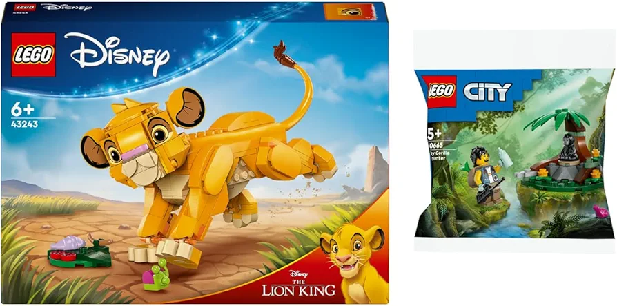 Lego Set: 43243 Simba, the Lion Boy of the King & 30665 Jungle Explorer with Baby Gorilla