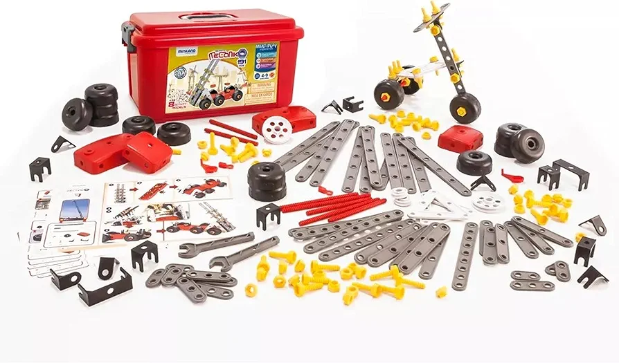 Miniland Educational - Activity Mecaniko Builder Set (191 Pieces) Red/Yellow/Charcoal Color