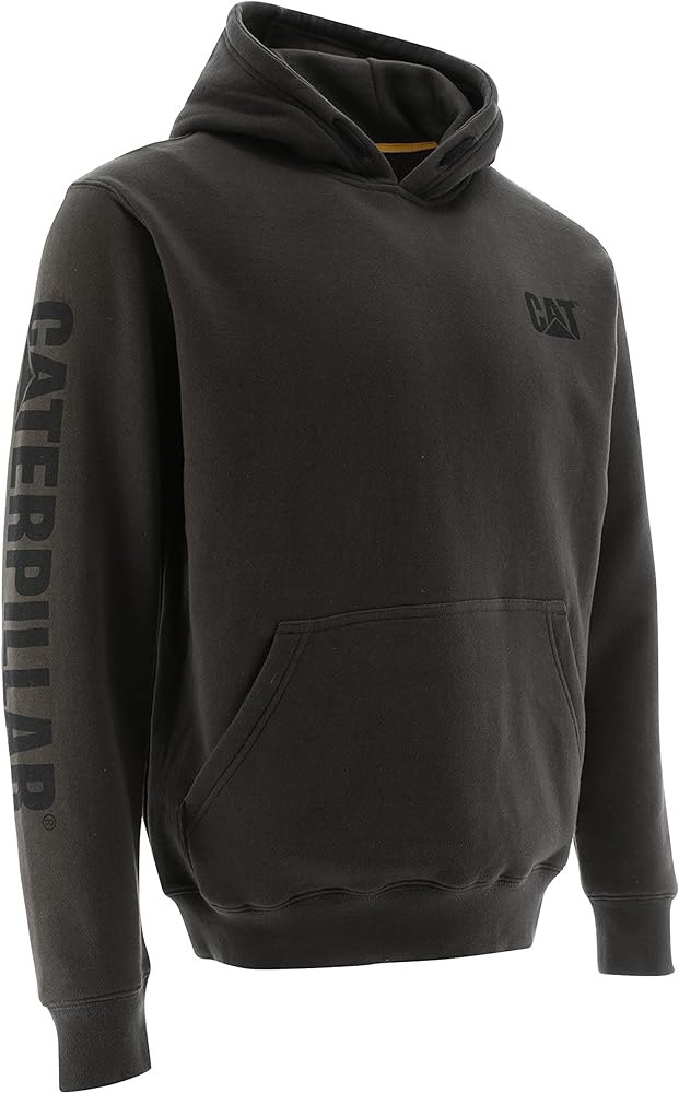 CAT Men Trademark Banner Hoodies Featuring Logo on Chest and Sleeve with S3 Cord Management