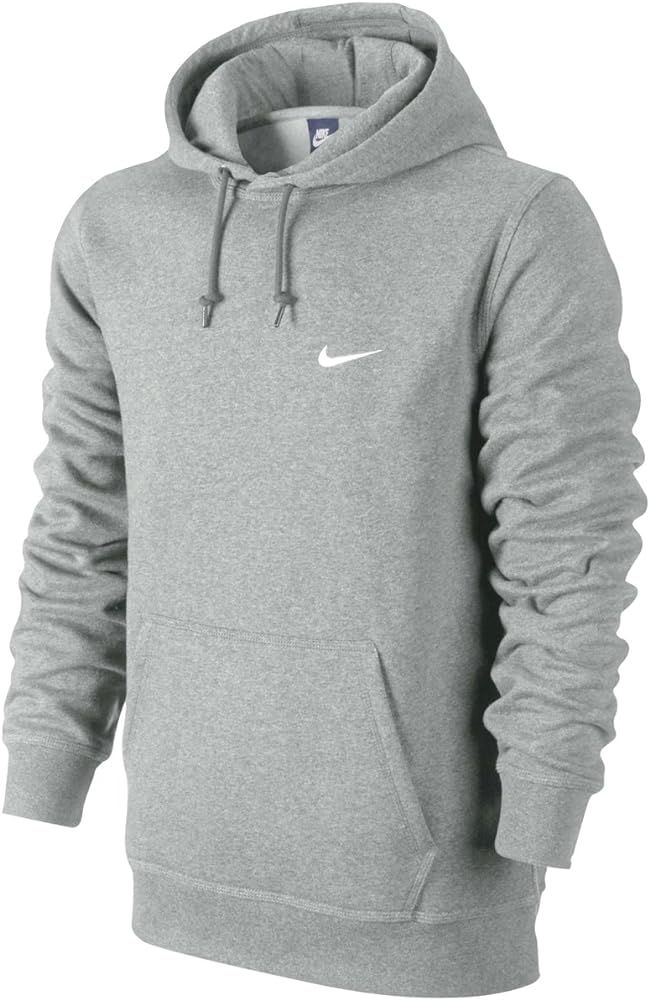 Nike New Men's Club Hoodie-Swoosh Dk Grey Heather/White Large