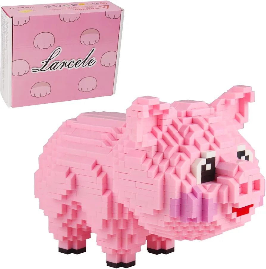 Larcele Micro Pig Building Blocks Mini Building Toy Bricks,1547 Pieces KLJM-02 (Model 558)