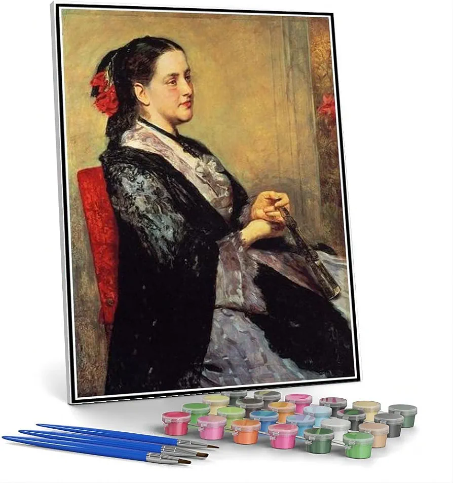 Paint by Numbers Kits for Adults and Kids Portrait of A Lady of Seville Painting by Mary Stevenson Cassatt Arts Craft for Home Wall Decor