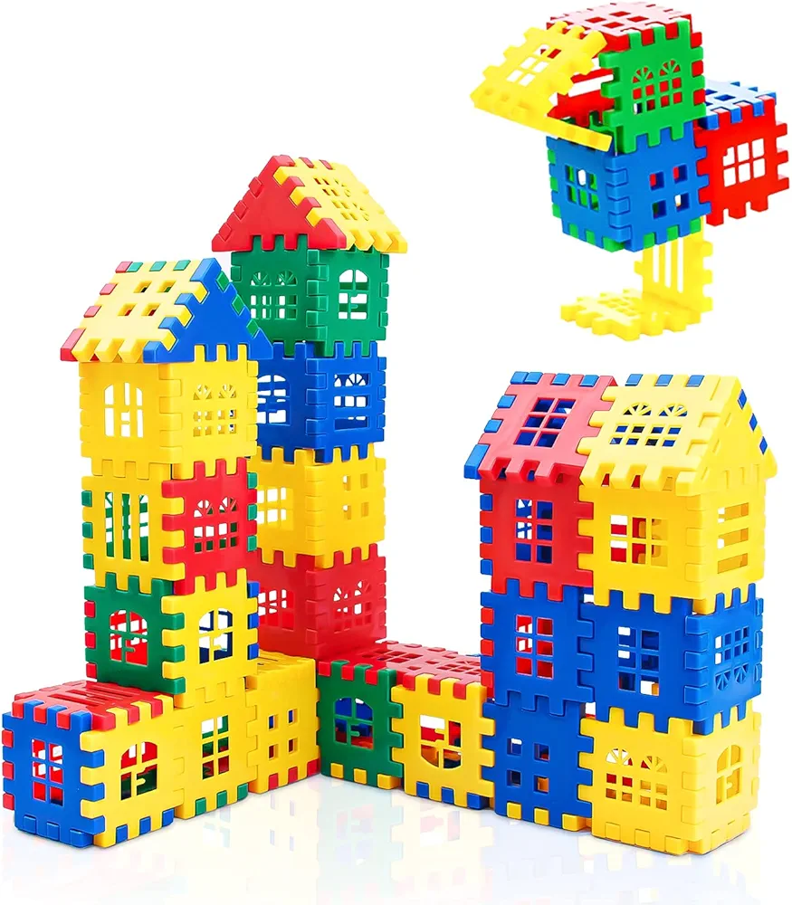 Building Block 80Pcs, Building Blocks for Toddlers 3-5,Children Building Toys,Fun Blocks for Toddlers,Waffle Blocks, Toy Stacking Block Sets